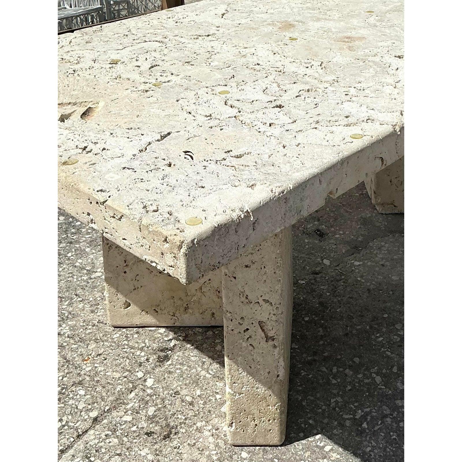 Stone Vintage Coastal Monumental Coquina Slab Dining Table