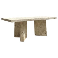 Vintage Coastal Monumental Coquina Slab Dining Table