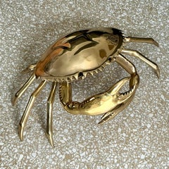 Vintage Coastal Monumental Polished Brass Crab