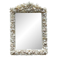 Vintage Coastal Monumental Shell Encrusted Mirror