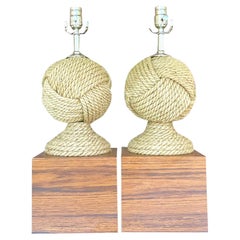 Vintage Coastal Nautical Love Knot Lamps, a Pair