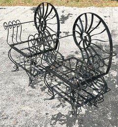 Vintage Coastal Nautilus Shell Wrought Iron Loveseat
