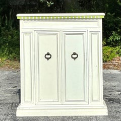 Vintage Coastal Notched Narrow Console Cabinet