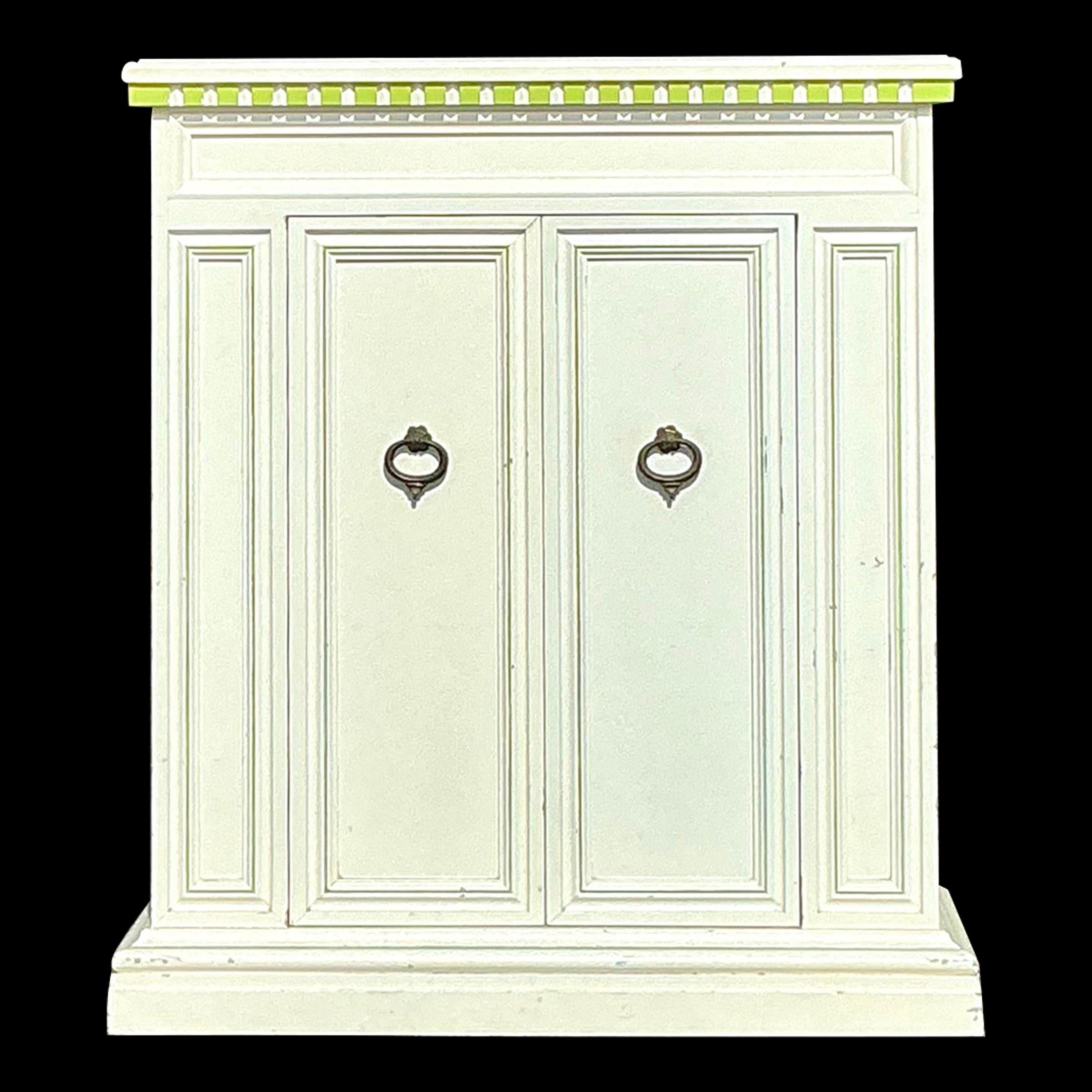 20th Century Vintage Coastal Notched Narrow Console Cabinet For Sale