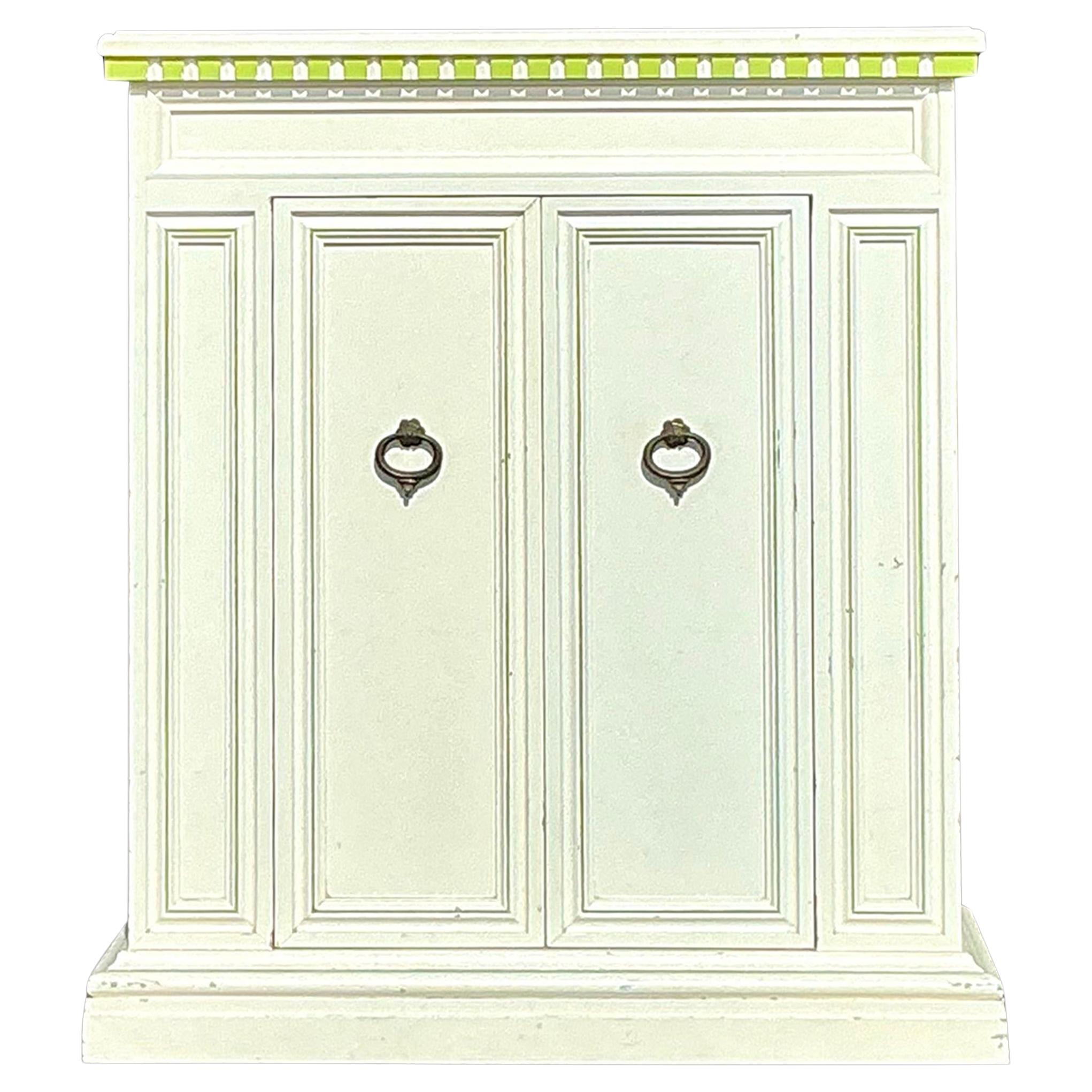 Vintage Coastal Notched Narrow Console Cabinet