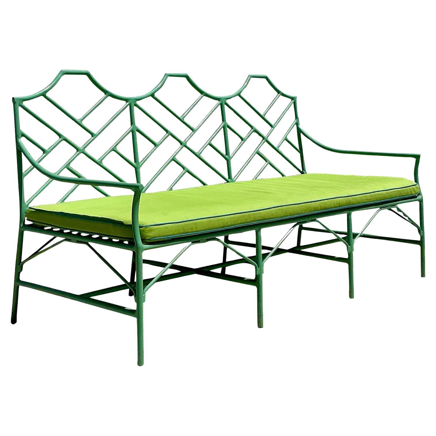 Vintage Coastal O’Brien Iron Works Chinese Chippendale Sofa
