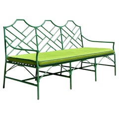 Vintage Coastal O’Brien Iron Works Chinese Chippendale Sofa