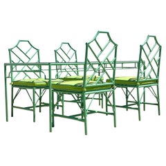 Vintage Coastal O’Brien Iron Works Dining Table & 4 Chairs