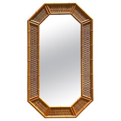 Specchio ottagonale in rattan intrecciato Vintage By