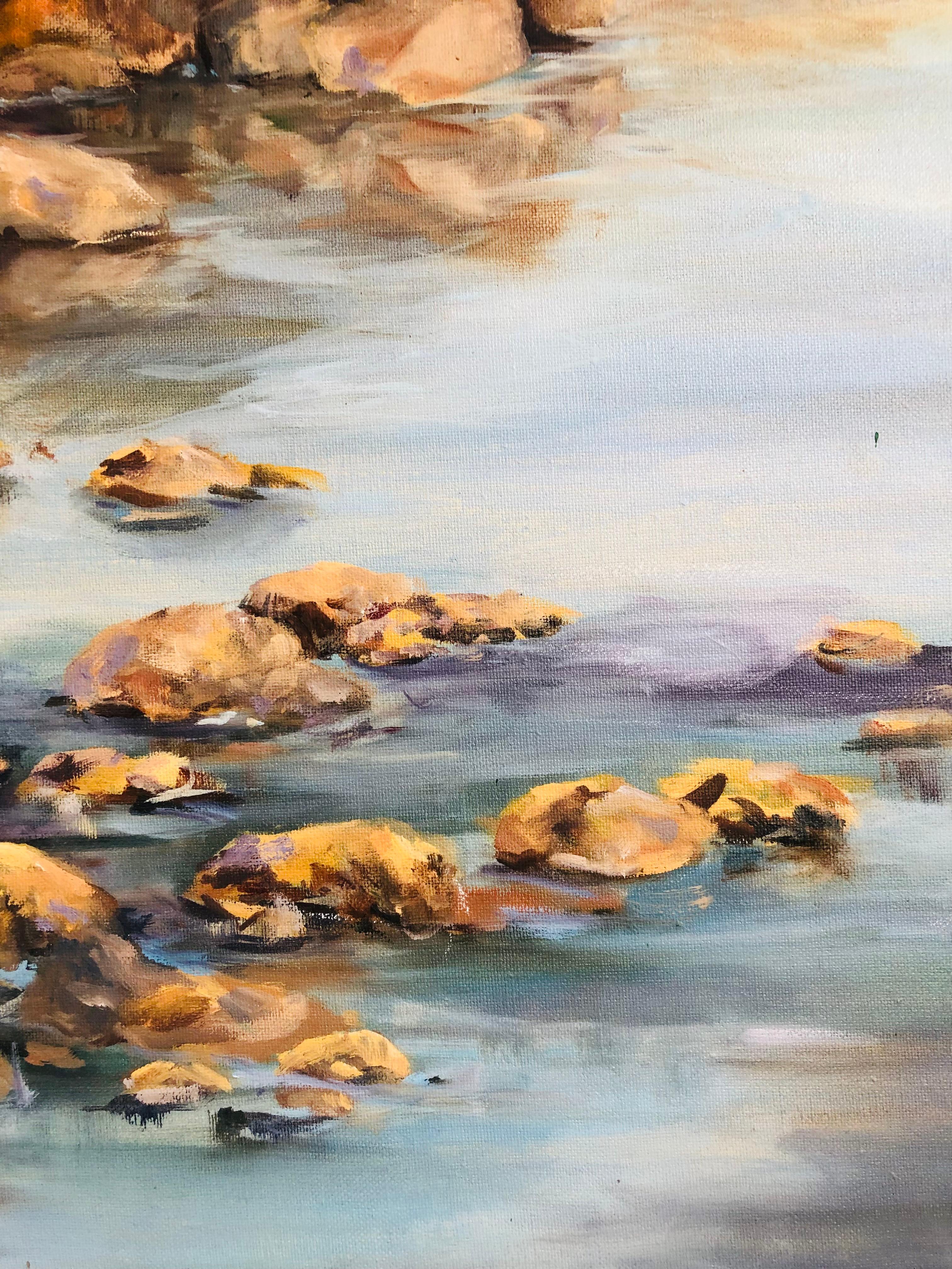 XX secolo Pittura ad olio costiera vintage in vendita