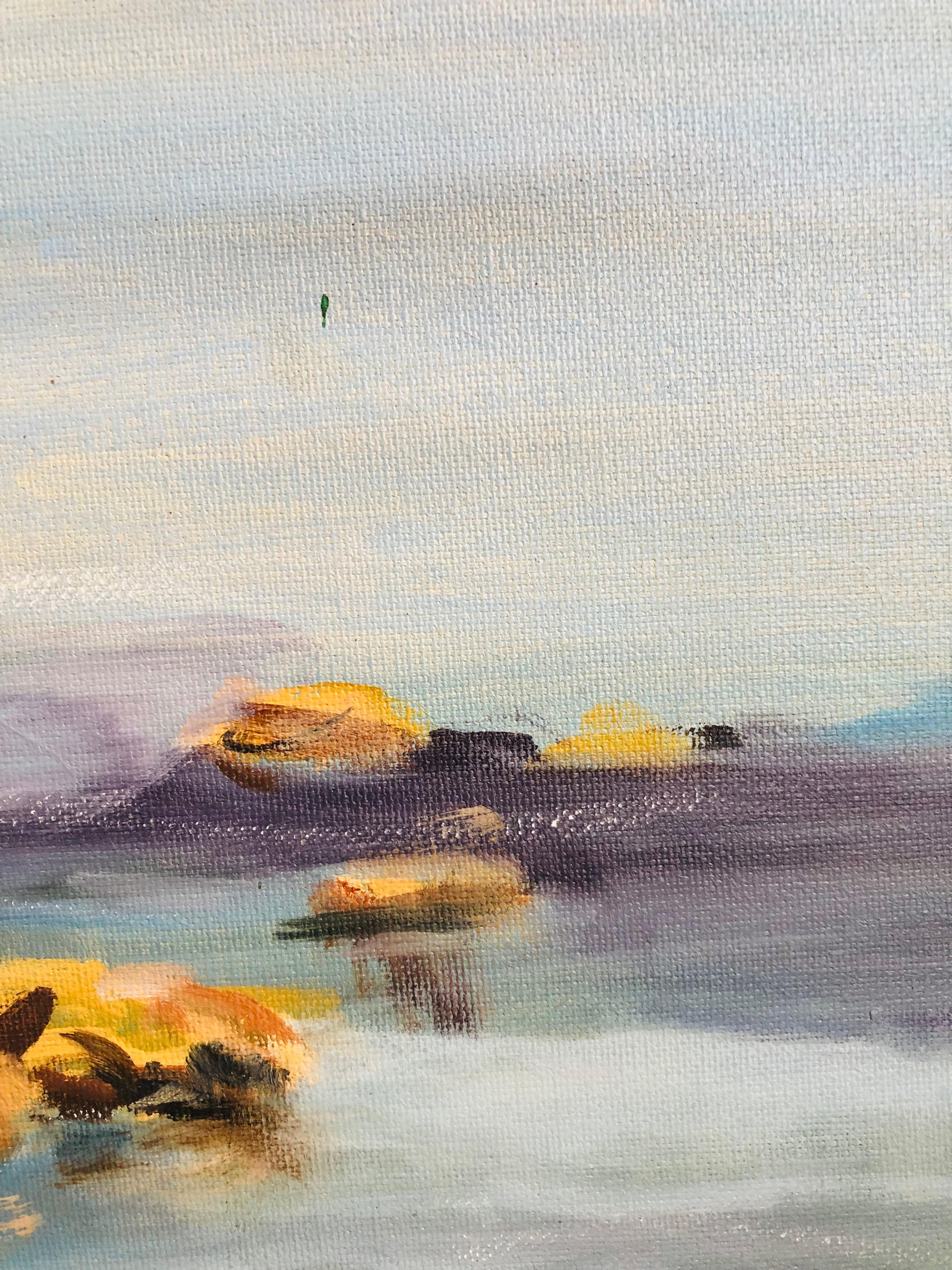 Pittura ad olio costiera vintage in vendita 3
