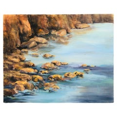 Retro Coastal Oil Painting
