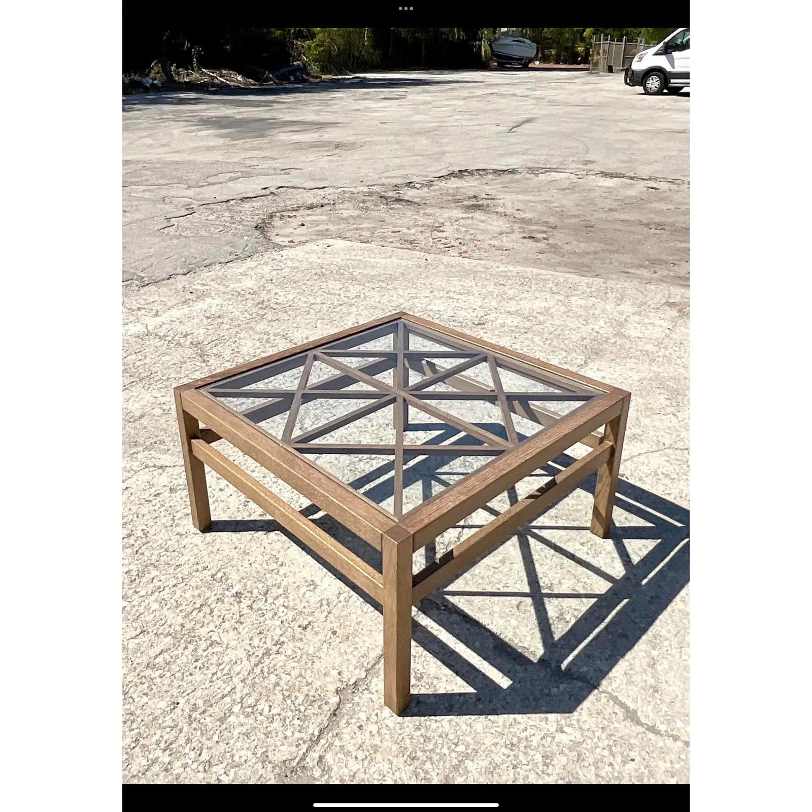 Vintage Coastal Oomph Home Essex Driftwood Coffee Table In Good Condition In West Palm Beach, FL