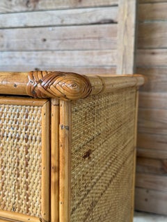 Vintage Coastal Organic Modern Rattan Floating Writing Desk