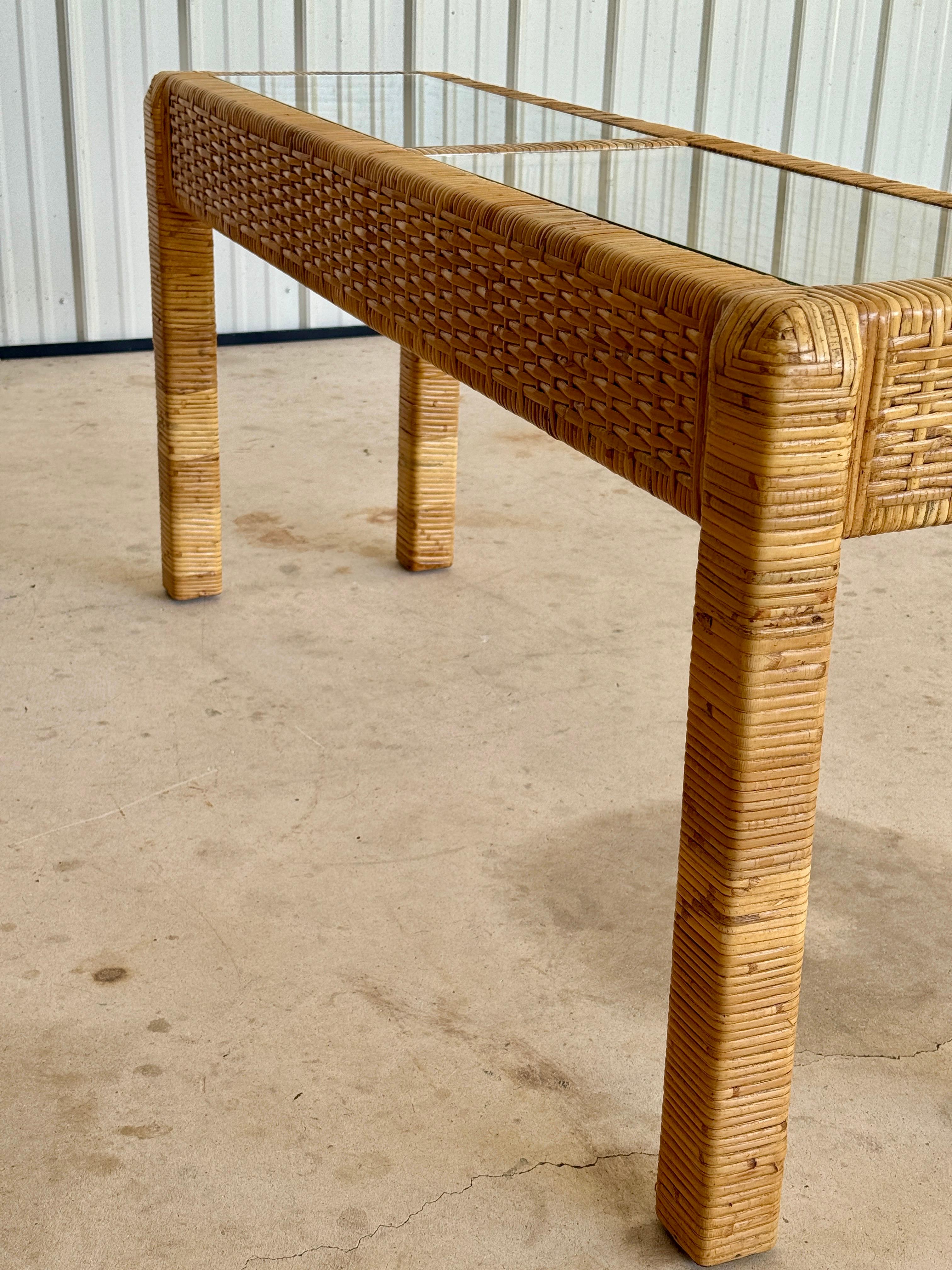 Mesa Consola Vintage Coastal Organic Modern de Ratán Envuelto a la Manera de Bil en venta 4