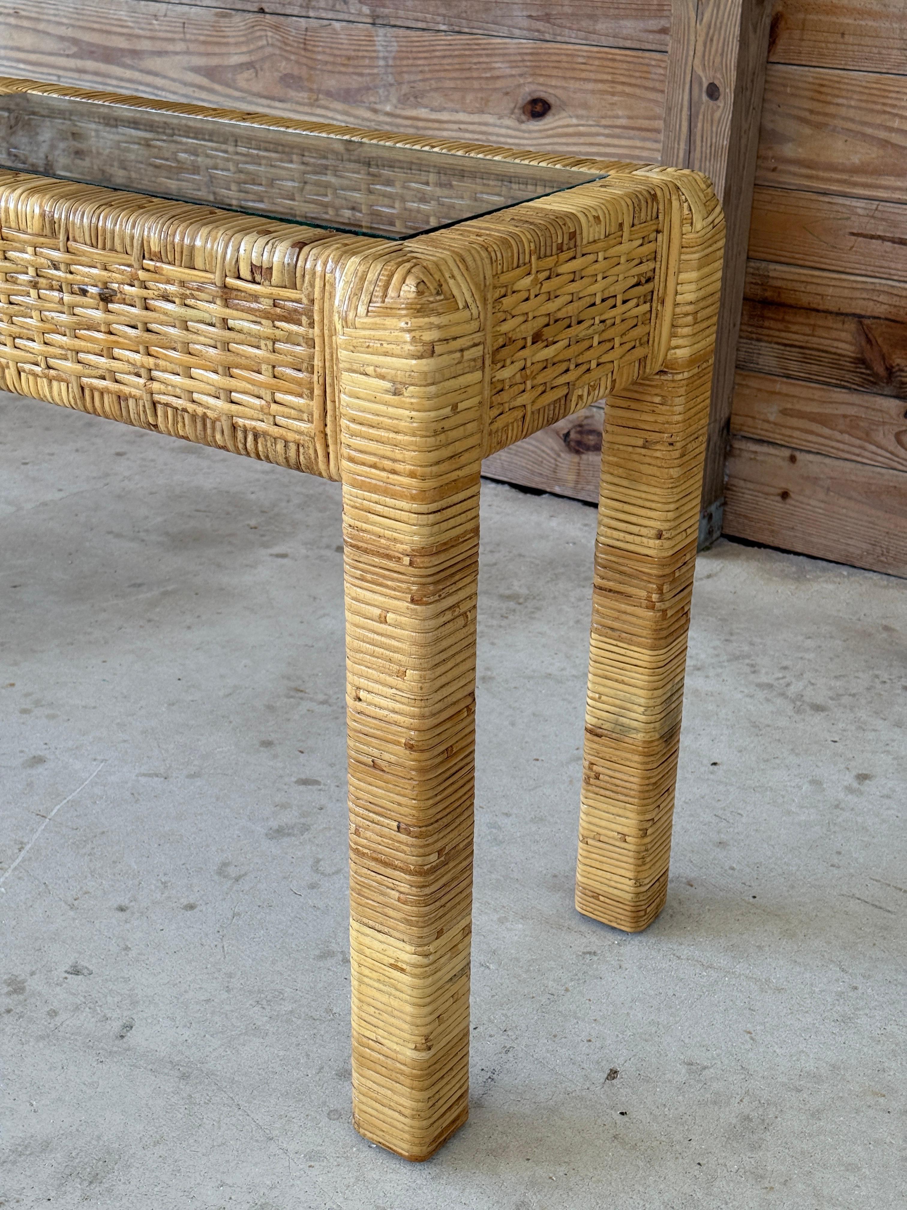 Mesa Consola Vintage Coastal Organic Modern de Ratán Envuelto a la Manera de Bil en venta 2
