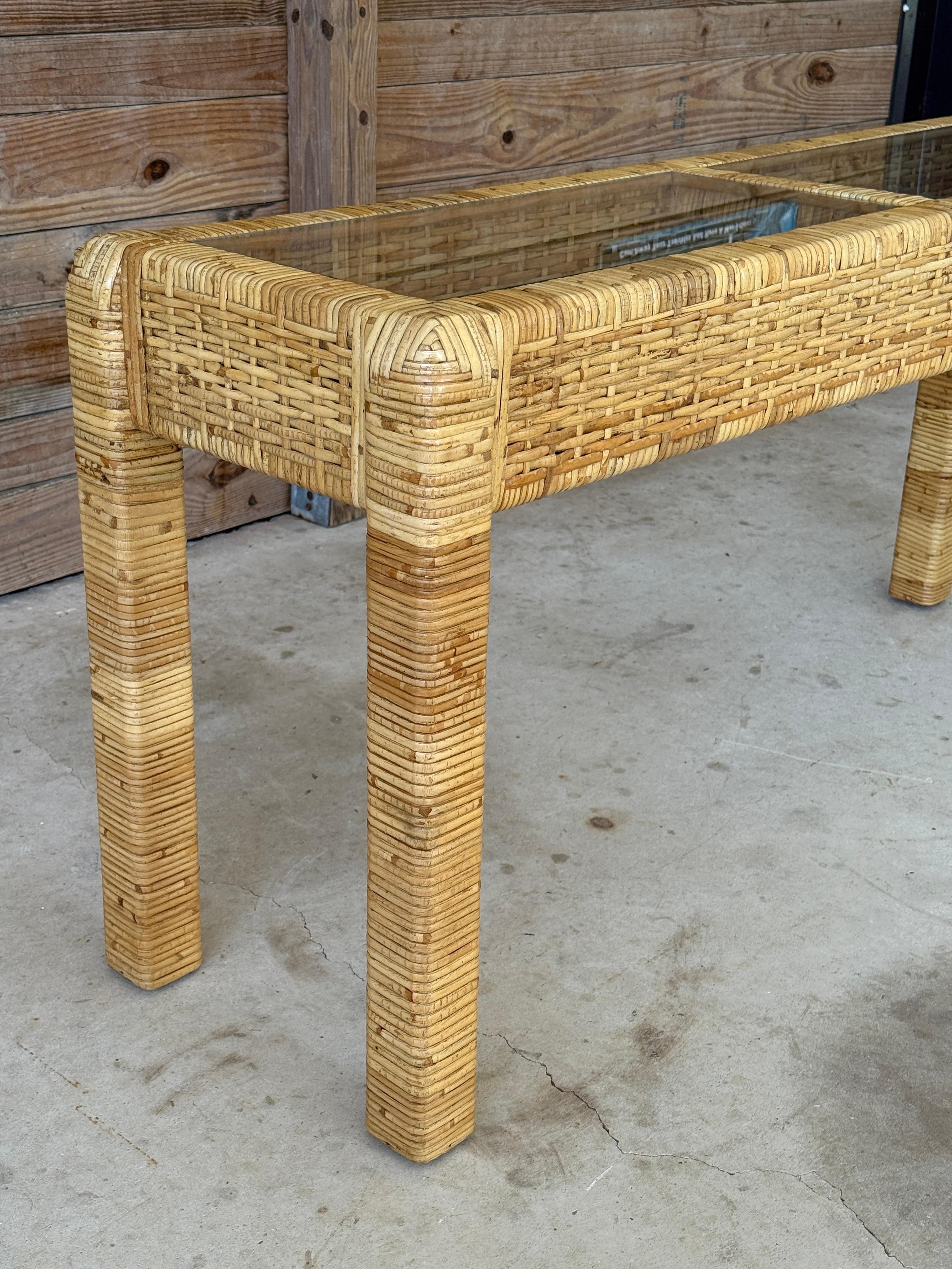 Mesa Consola Vintage Coastal Organic Modern de Ratán Envuelto a la Manera de Bil en venta 3
