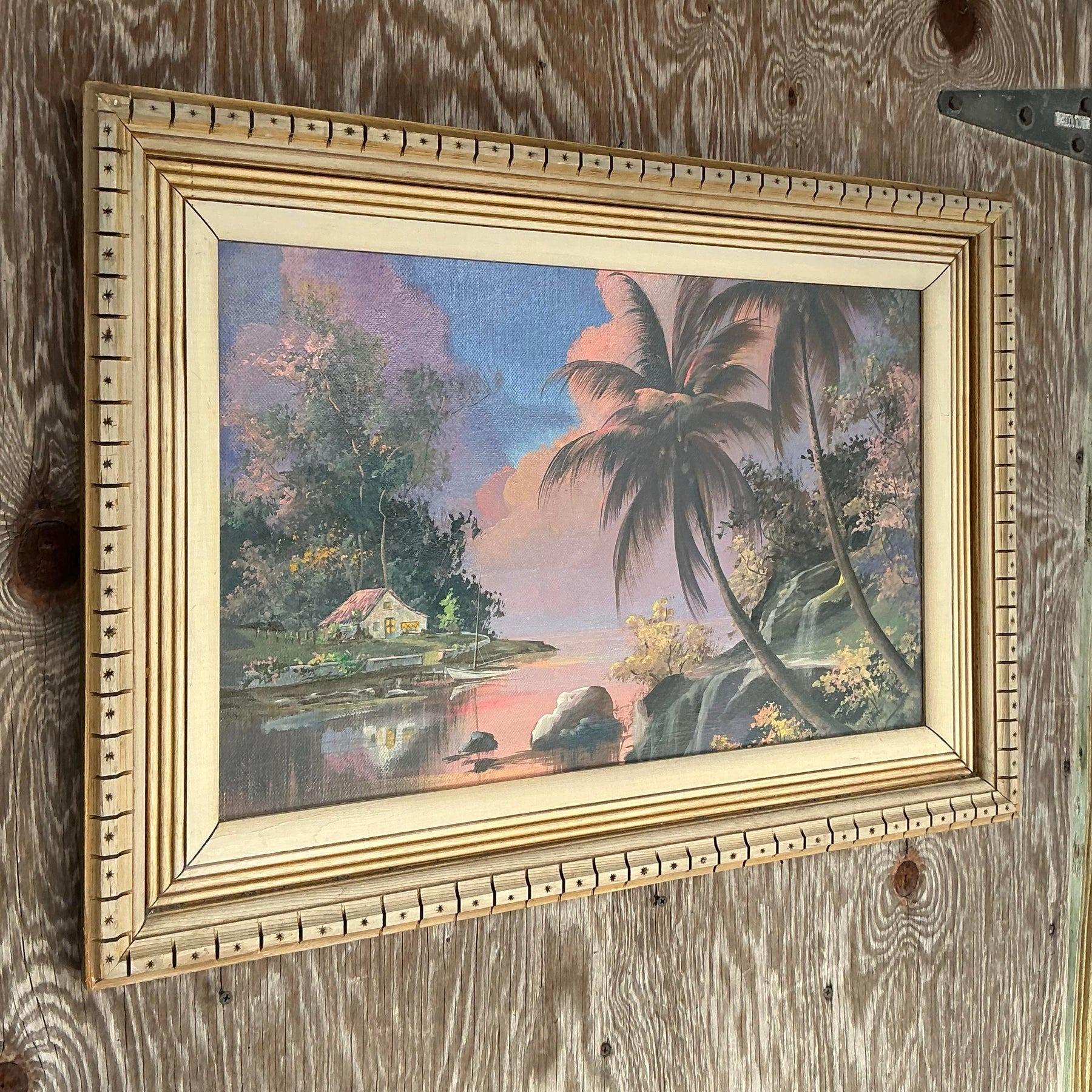 American Vintage Coastal Original Landscape Oil Painting on Canvas For Sale