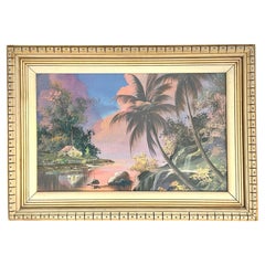 Vintage Coastal Original Landscape Oil Painting on Canvas