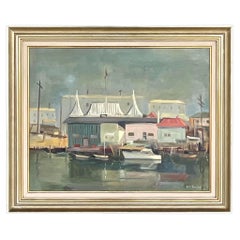 Retro Coastal Original Oil Painting on Canvas