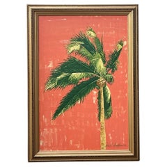 Vintage Coastal Original Palm Tree Oil Painting