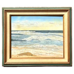 Vintage Coastal Original Seascape Oil on Canvas