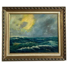Vintage Coastal Original Seascape Oil on Canvas
