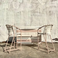 Vintage Coastal Outdoor Dry Bar and Barstools Set