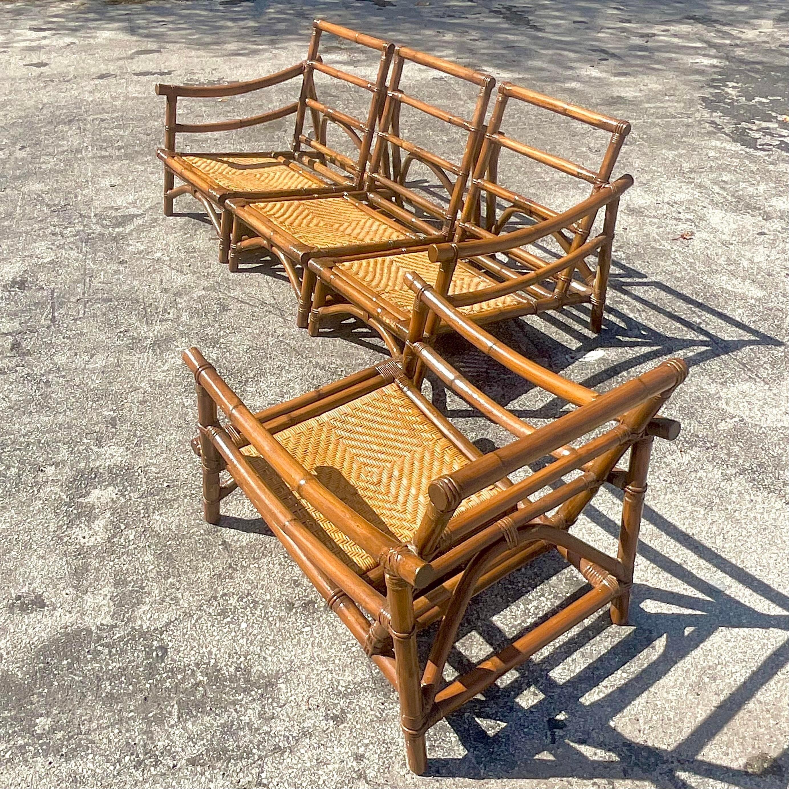 Pagoden-Sofa-Set mit Coastal-Muster nach John Wisner im Zustand „Gut“ im Angebot in west palm beach, FL