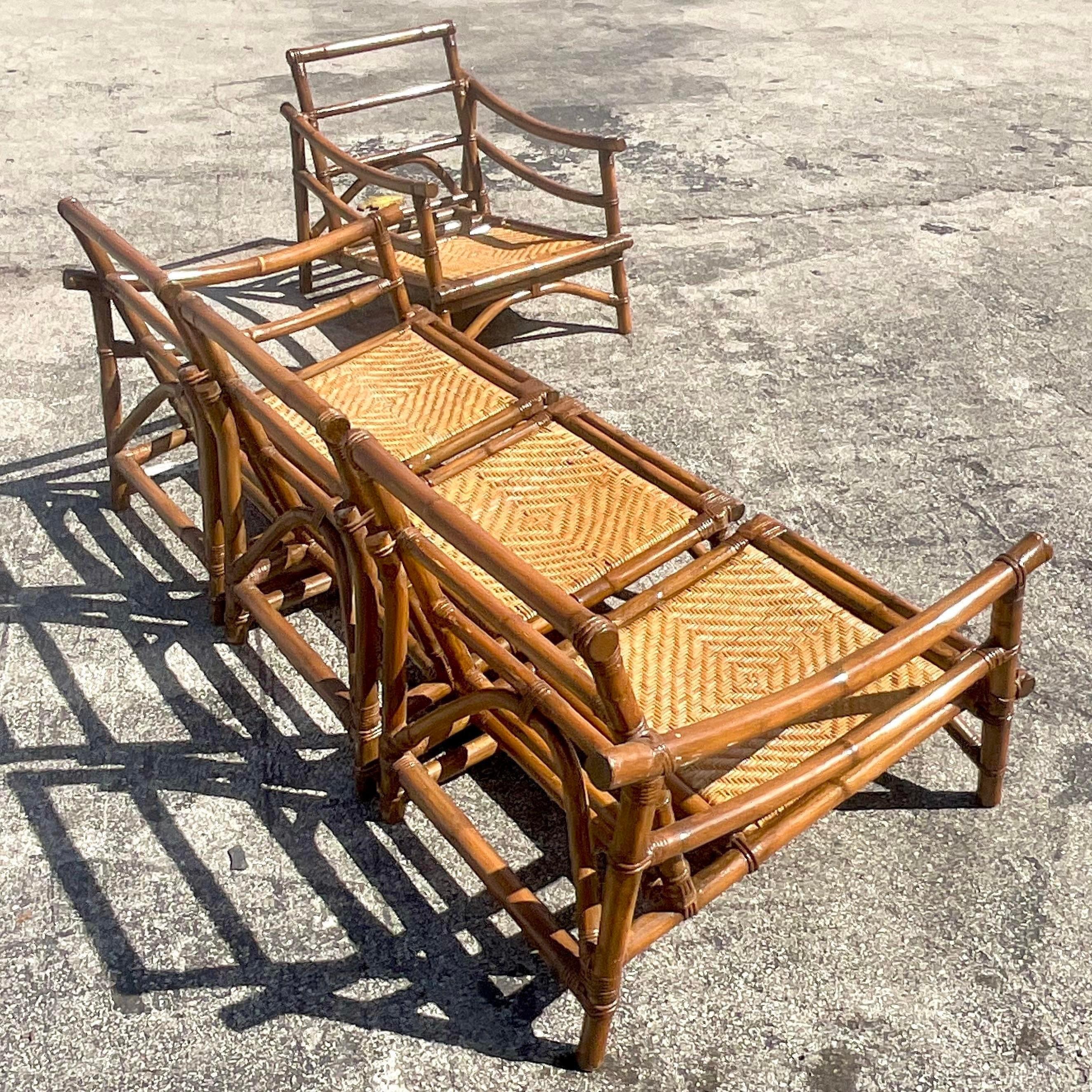 Ensemble de canapés pagodes Coastal vintage d'après John Wisner en vente 2