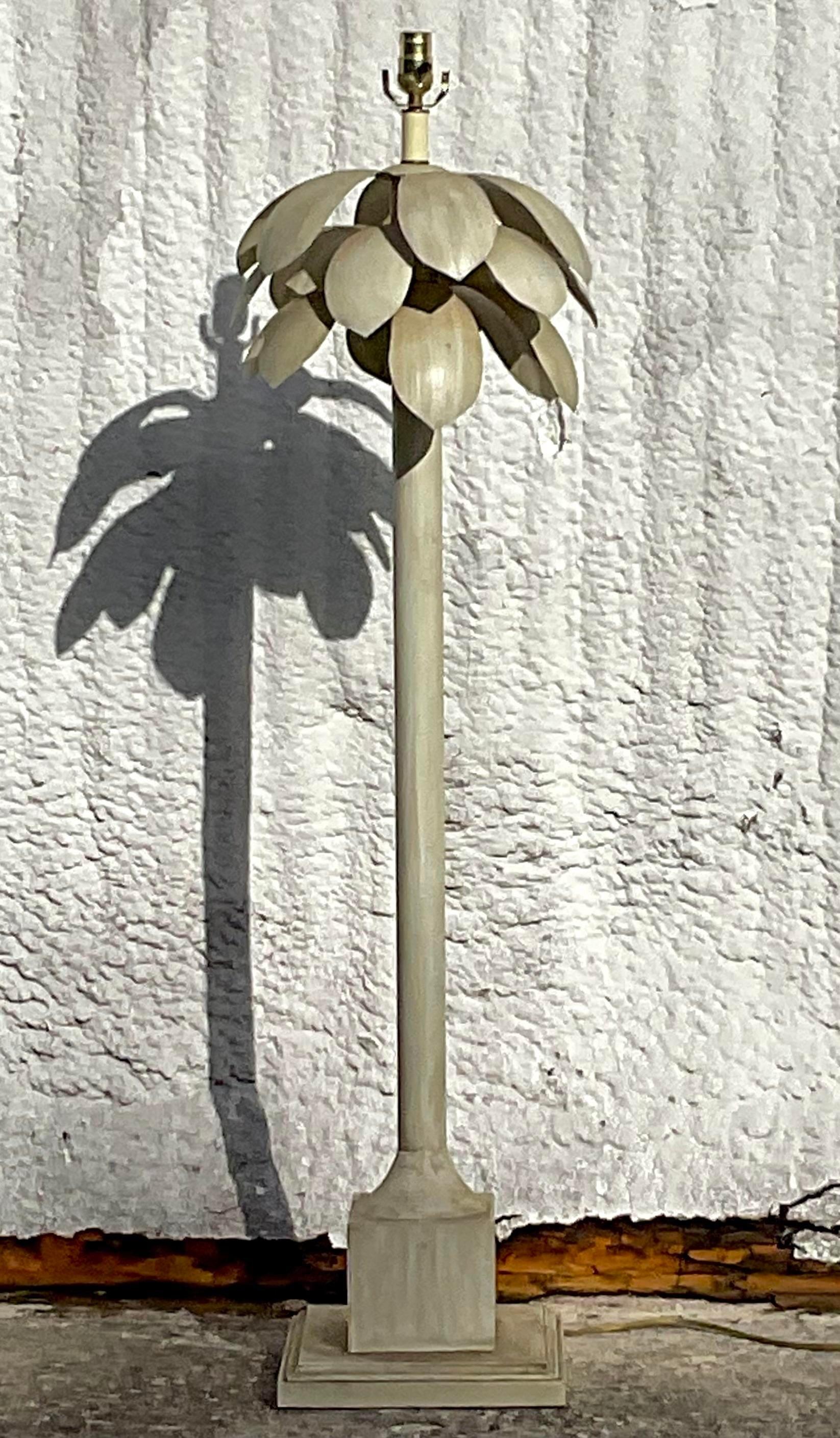 Métal  Lampadaire vintage en métal peint en forme de palmier en vente