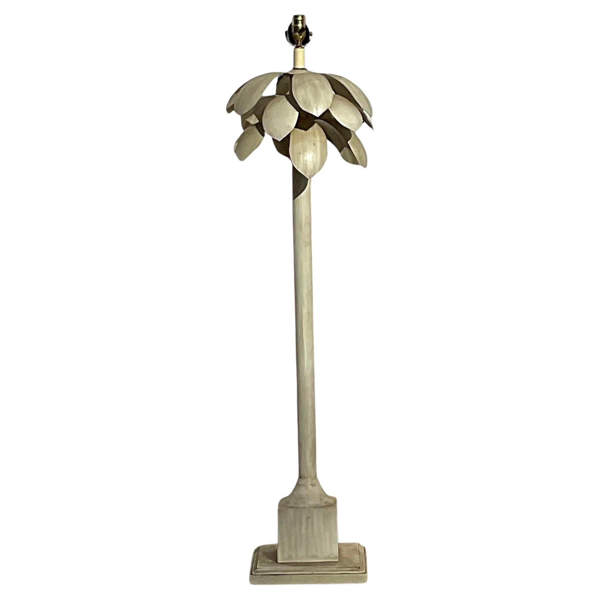  Coastal-Stehlampe aus lackiertem Metall mit Palmenbaumholz, Vintage