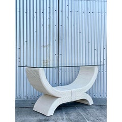 Vintage Coastal Painted Pencil Reed Console Table