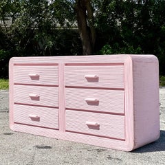 Vintage Coastal Pale Pink Pencil Reed Waterfall Dresser