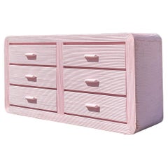Vintage Coastal Pale Pink Pencil Reed Waterfall Dresser