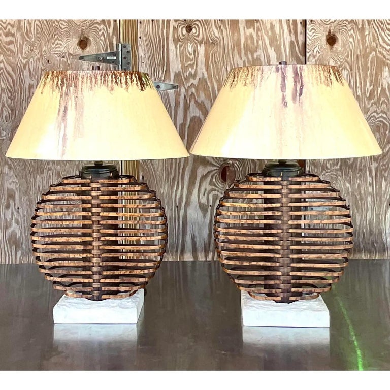 Vintage Coastal Palecek Bamboo Table Lamps, a Pair at 1stDibs