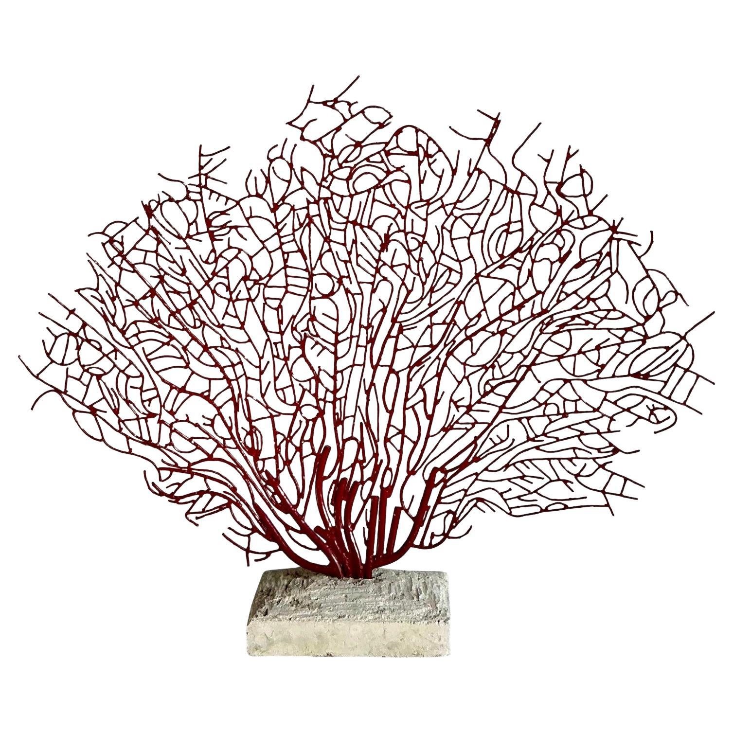 Vintage Coastal Palecek Metal Grand Coral Fan Sculpture
