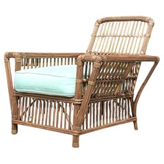 Vintage Coastal Palecek President’s Stick Rattan Lounge Chair