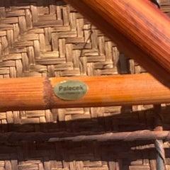 Vintage Coastal Palecek Woven Rattan Lounge Chairs - a Pair