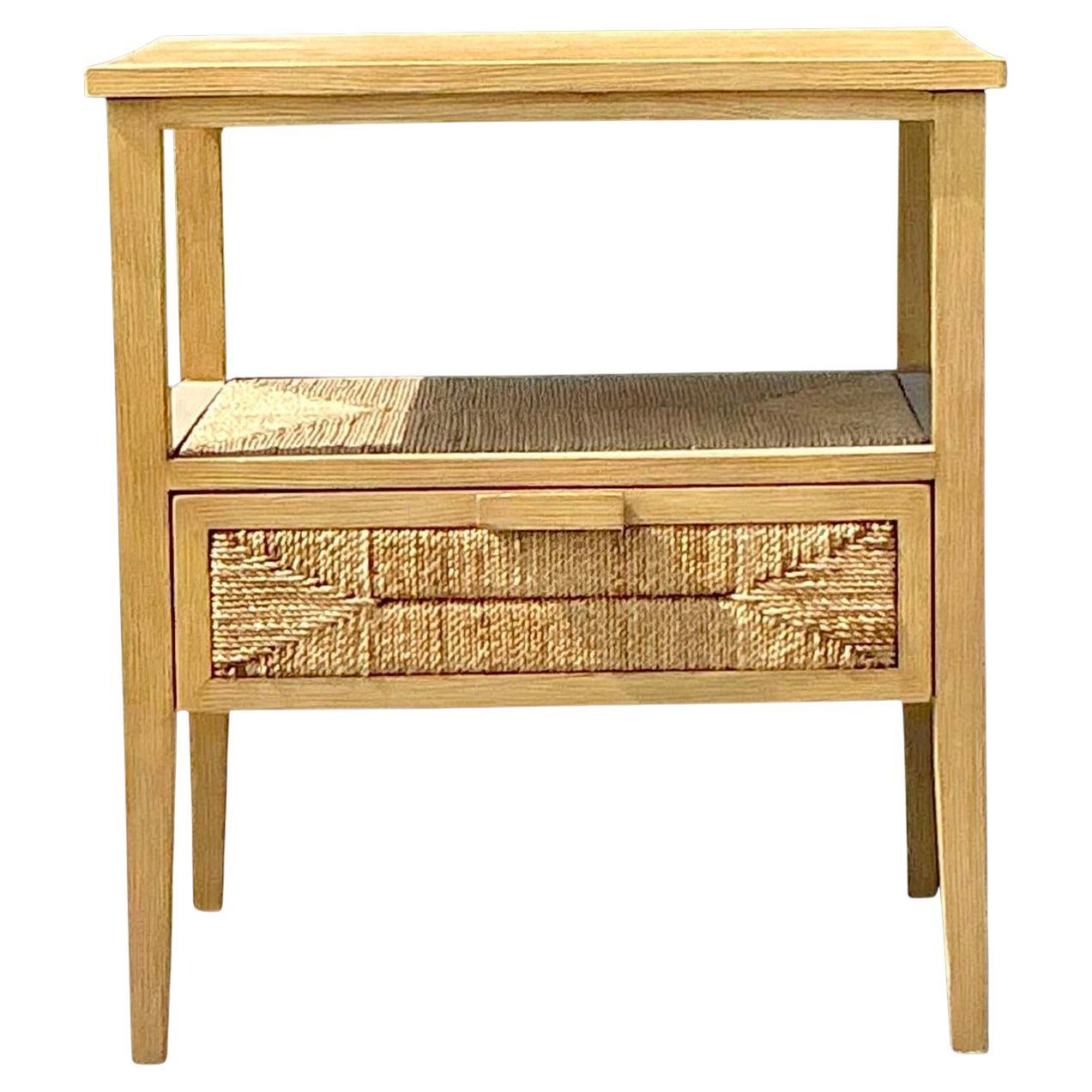Vintage Coastal Palecek Wrapped Jute Nightstand For Sale