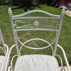 Lot de 4 tabourets de bar vintage en métal peint, style « Coastal Palm Beach Regency »