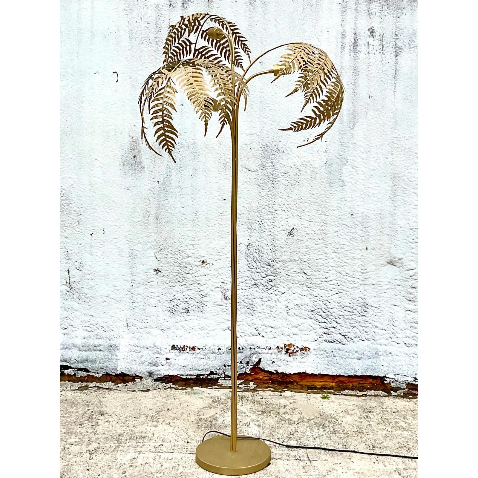 Vintage Coastal Palm Frond Floor Lamp 4