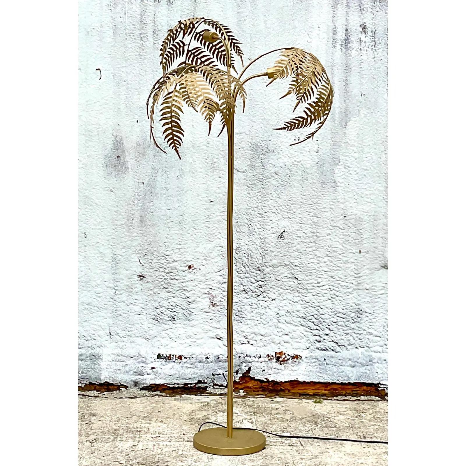 Vintage Coastal Palm Frond Floor Lamp 1