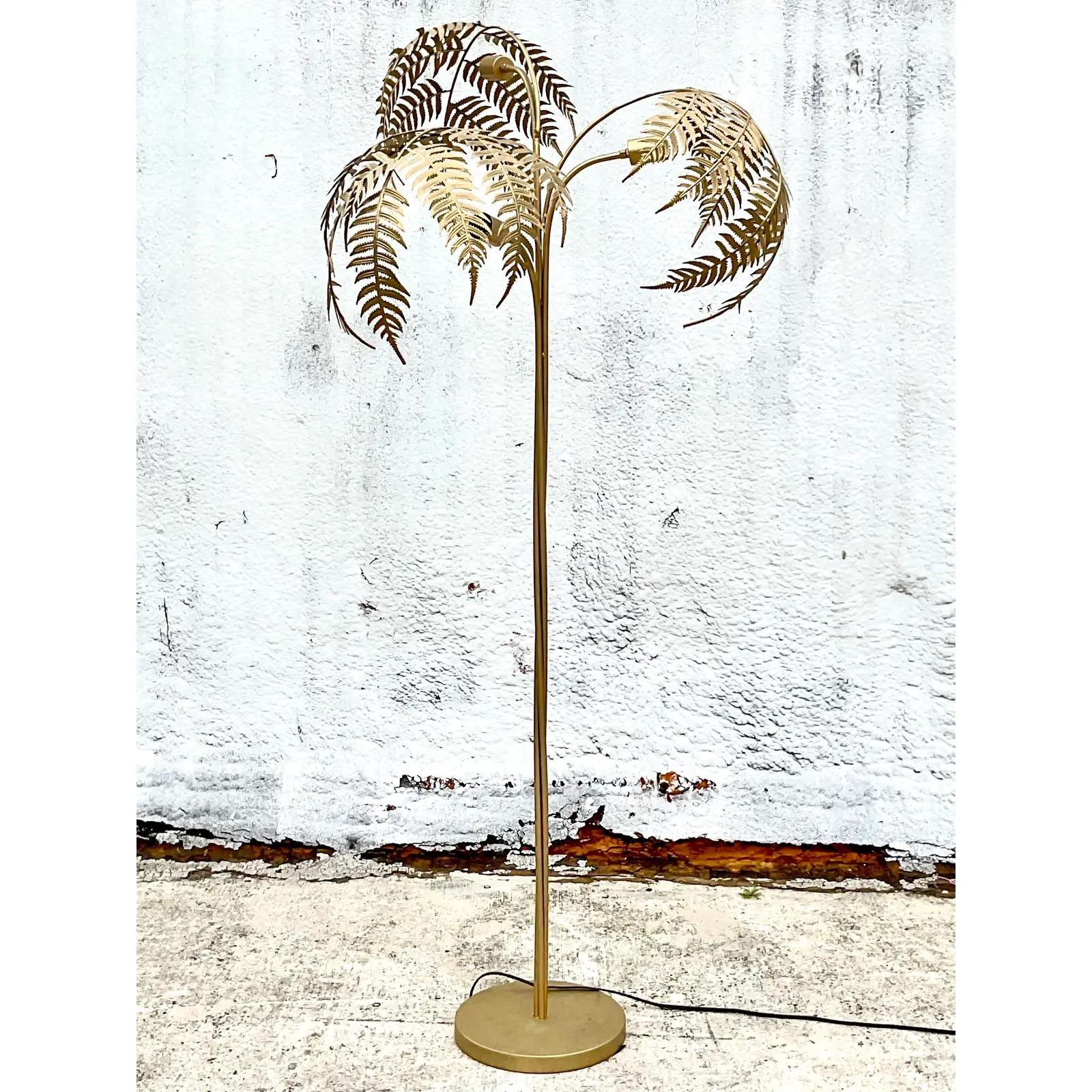 Vintage Coastal Palm Frond Floor Lamp 2