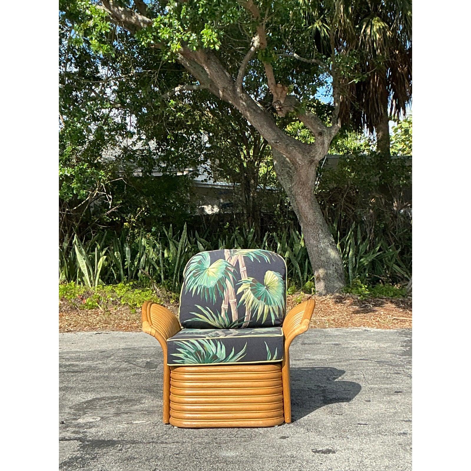 Chaise vintage à imprimé palmier côtier en vente 2