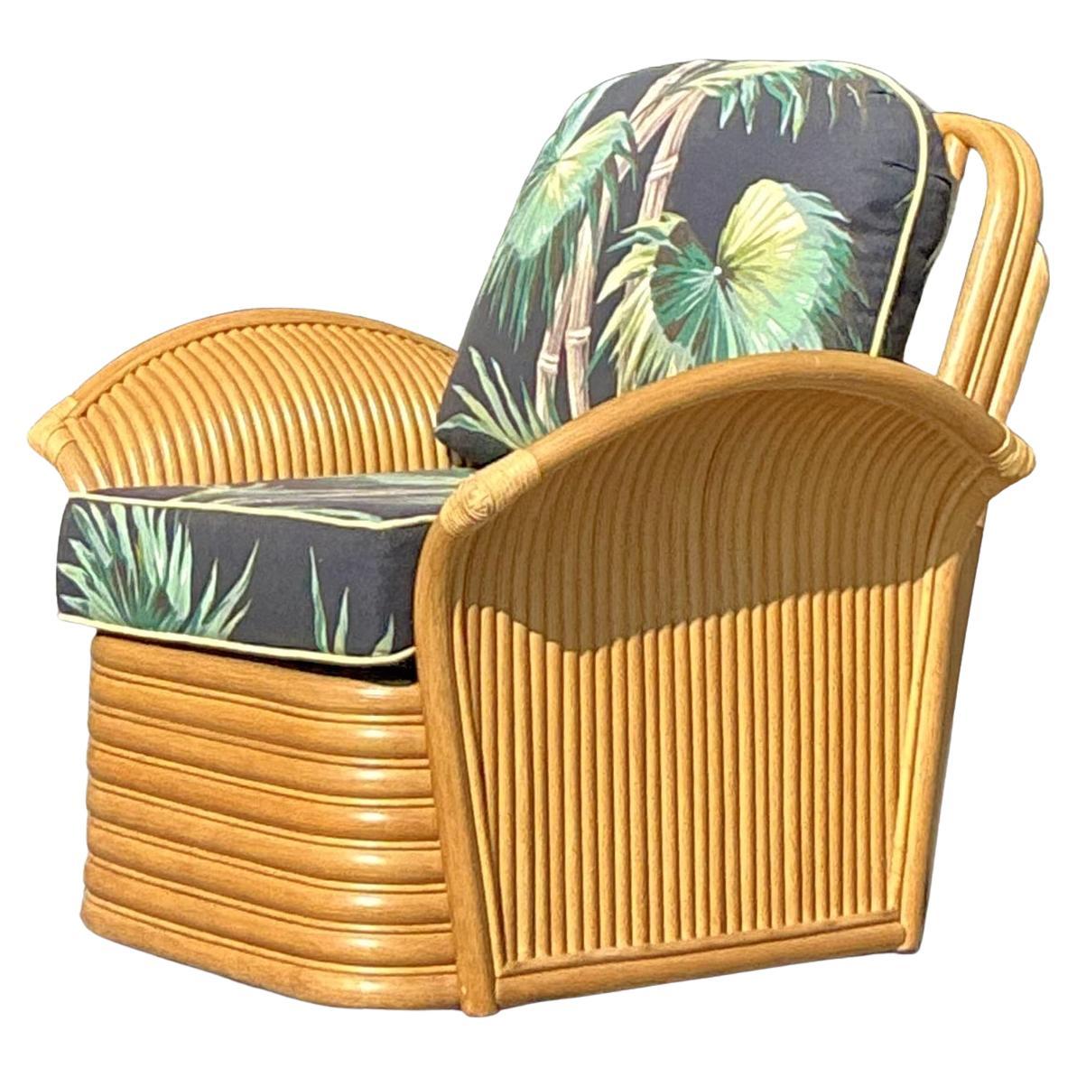 Vintage Coastal Palm Print Chair