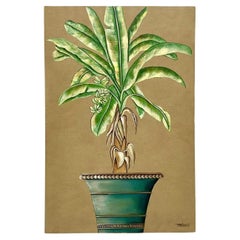 Original Ölgemälde auf Leinwand, Coastal Palm Tree, Vintage
