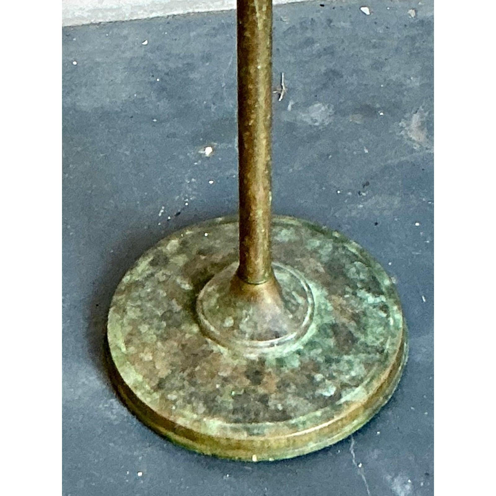 Vintage Coastal Patinated Brass Koi Towel Bar In Good Condition For Sale In West Palm Beach, FL