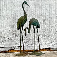Herons vintage Coastal Patinated Bronze - Lot de 2
