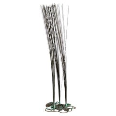 Vintage Coastal Patinated Bronze Tall Grass Sculpture